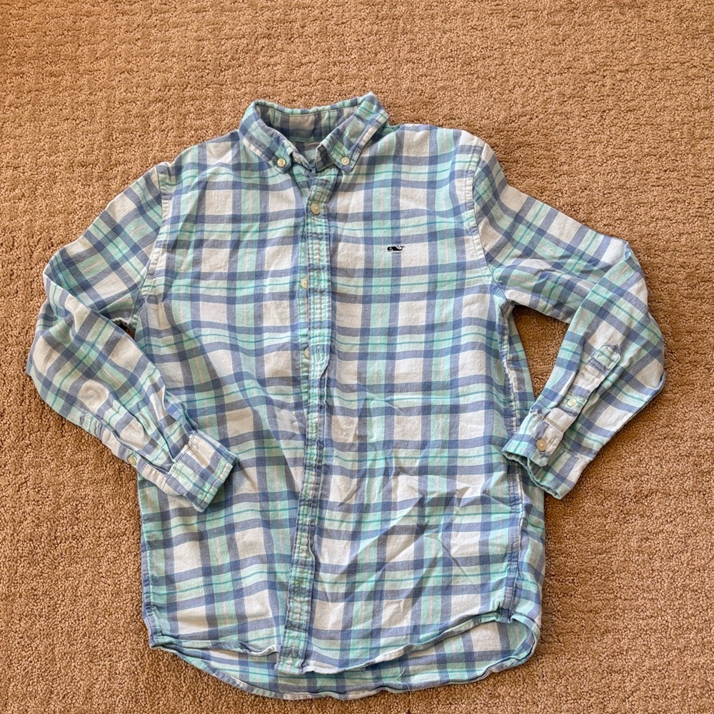 VGUC vineyard vines kids Plaid flannel Button-Up Shirt, size M 12-13